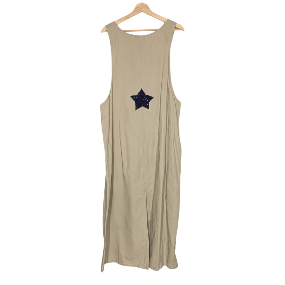 Vintage InFocus Haiks Maxi Jumper in Tan w/ American Flag Appliqué Size XL - Picture 5 of 12